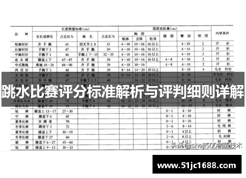 跳水比赛评分标准解析与评判细则详解